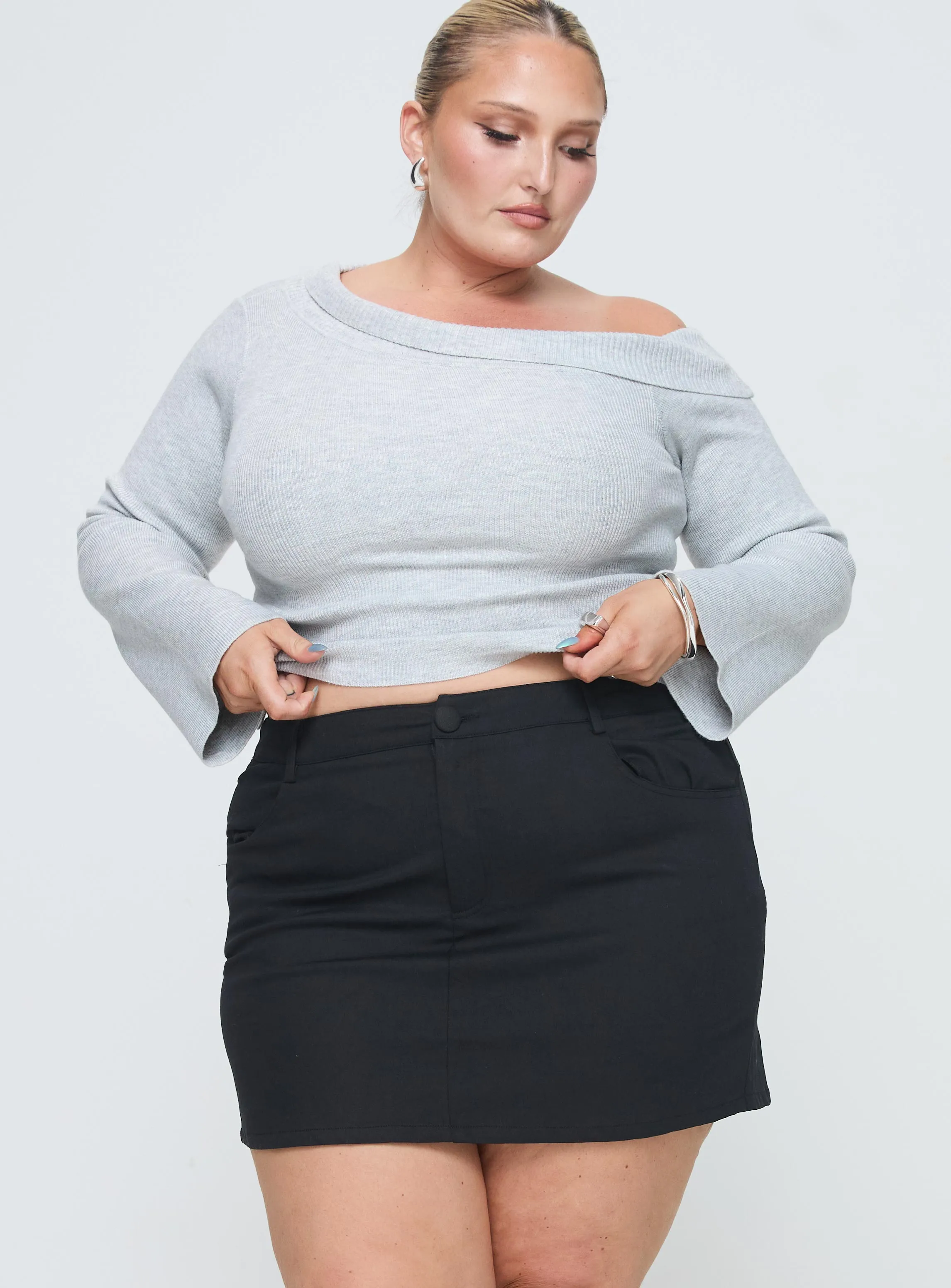 Weekend Fashion Fade Resistant Cloth Stafford Low Rise Mini Skirt Black Curve