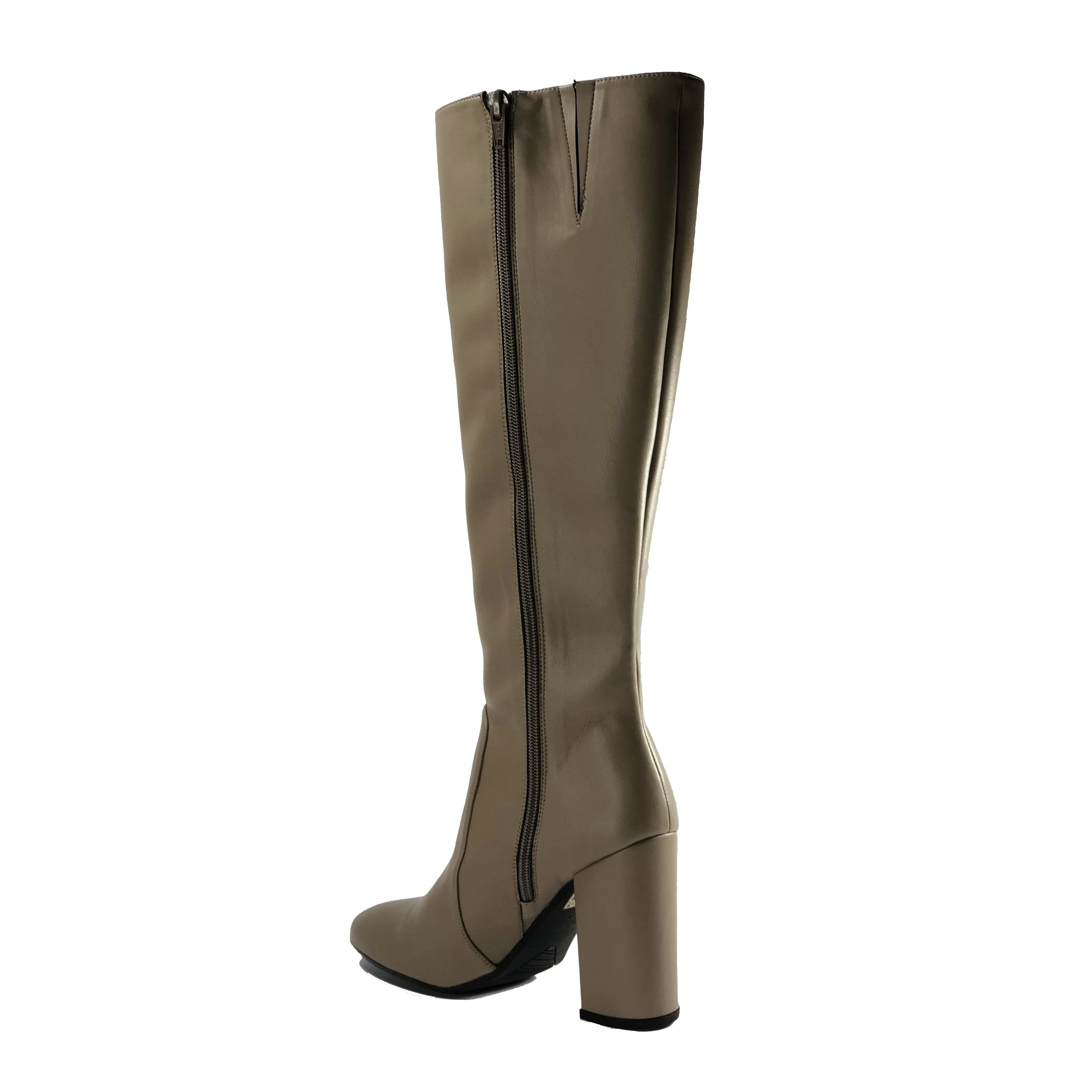 Thermal Barrier 'Claudia' vegan-leather knee-high, high-heeled boot by Zette Shoes - taupe