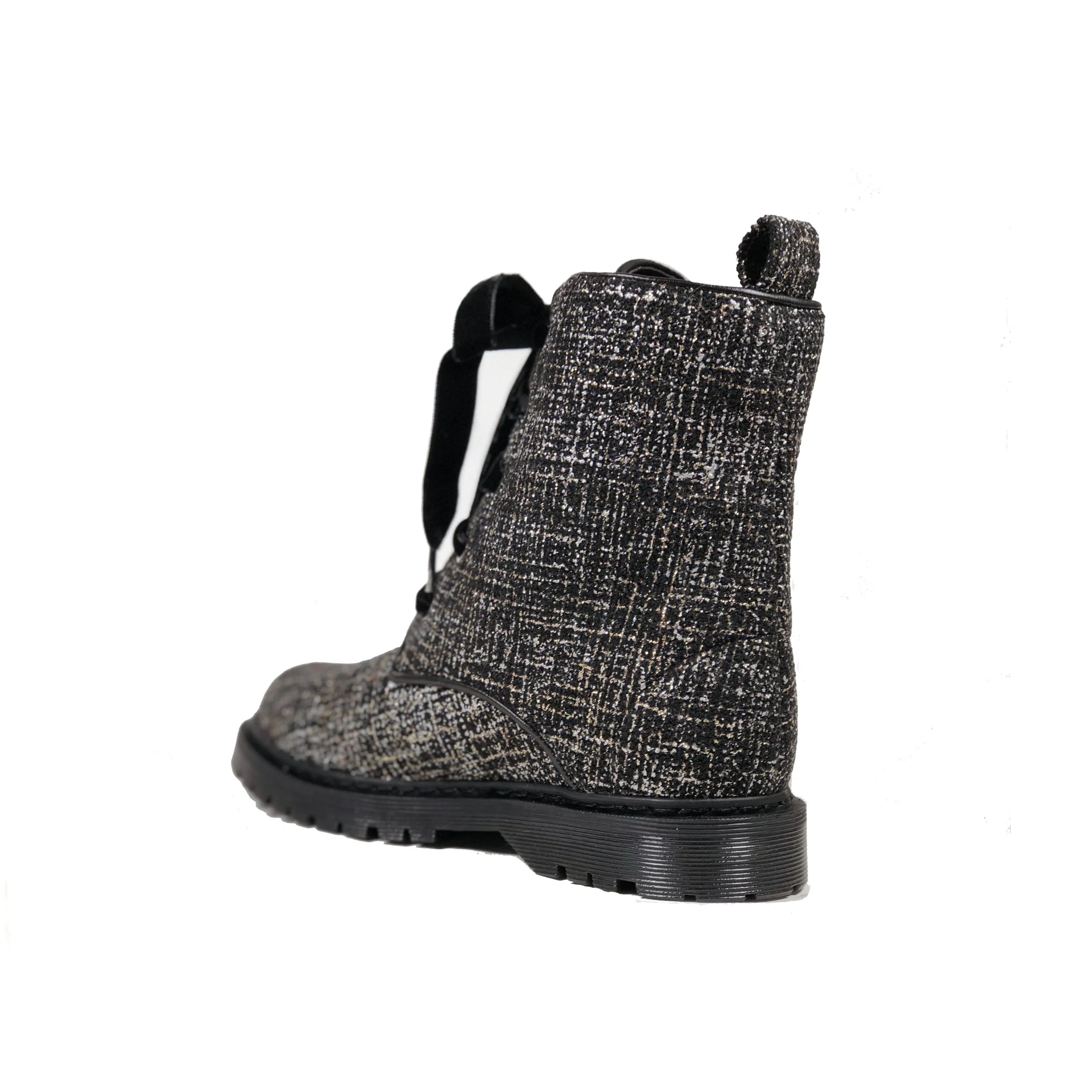 'Billie' vegan combat boots by Zette Shoes - Silver/Black textile Durable Shell Backcountry Camper