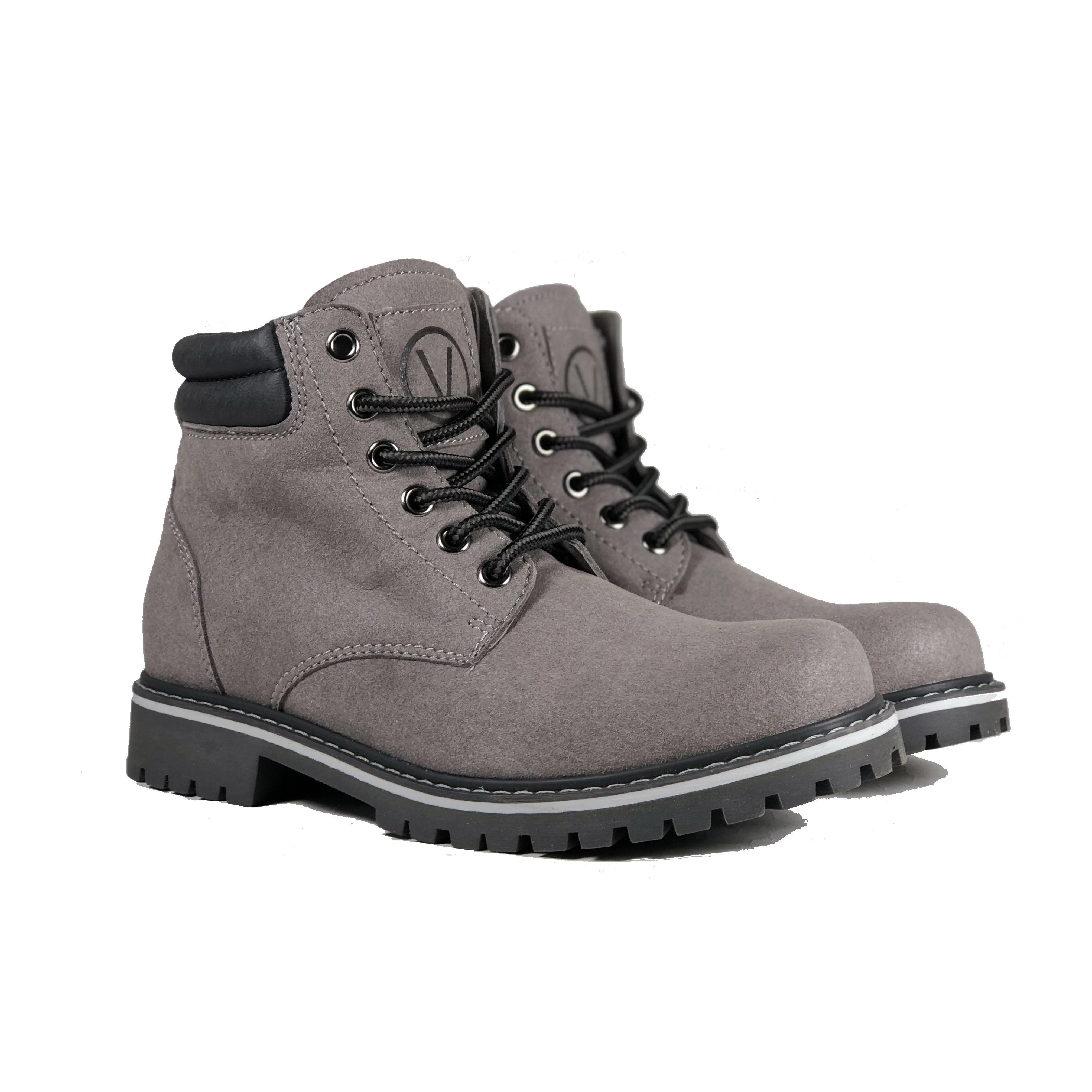 Shock Absorbing Urban Commute Elastic Cuff 'Lennox' lace-up work boot for women by Zette Shoes - Grey