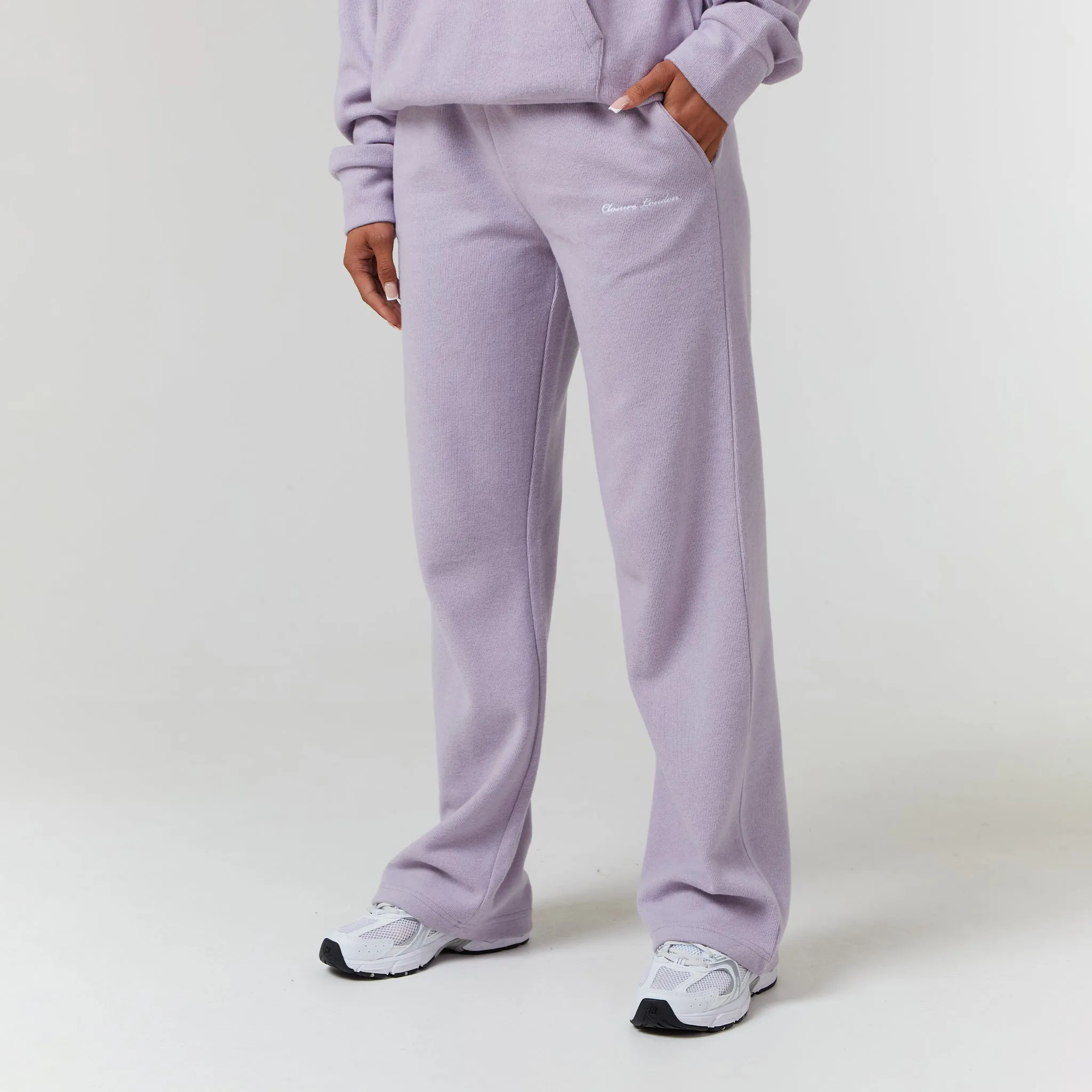 DoubleLayered Collar Soft Knit Tracksuit | Lilac