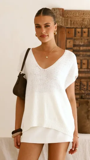 Quick Dry Integration Stelaria Knit Top - White