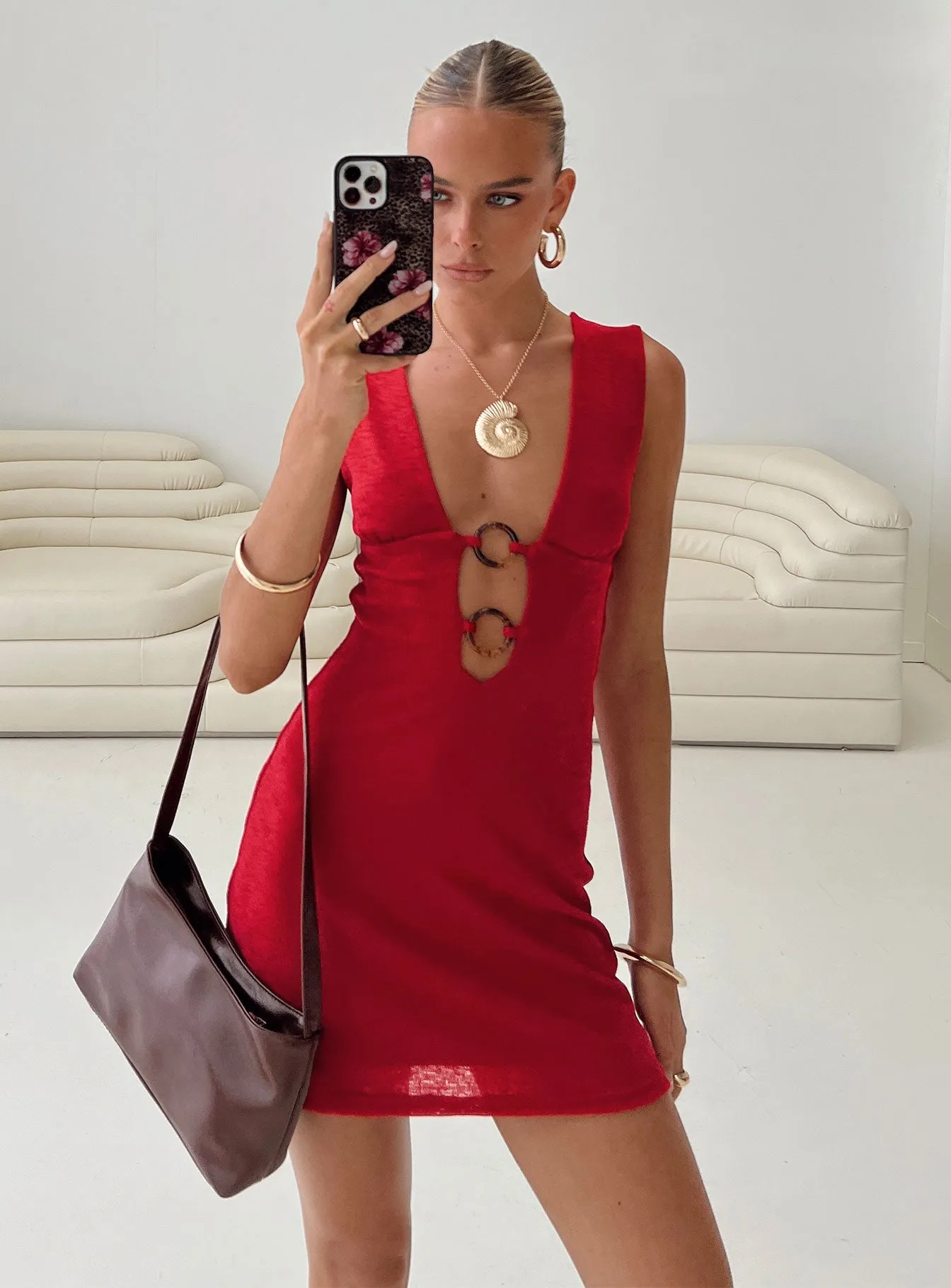 Steward Mini Dress Red Style focused