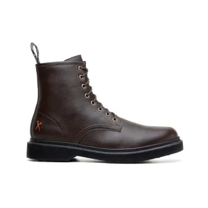 'London 2' matte espresso vegan lace-up boot by King55 Comfortable Stride