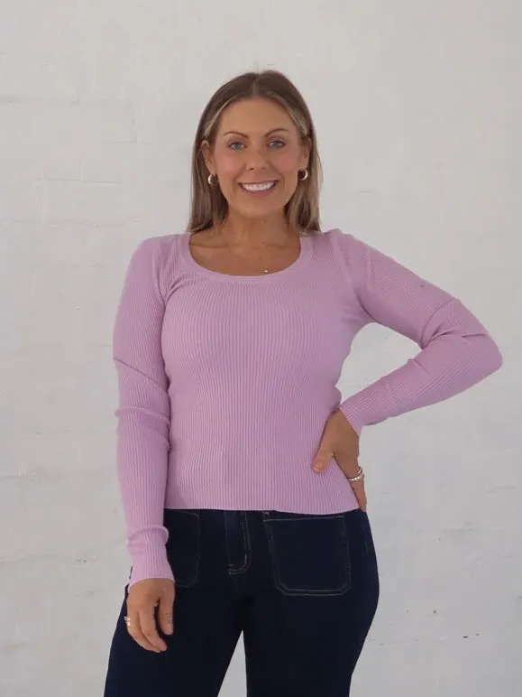 Durable Colorfast Finish Selma Knit Top - Lilac