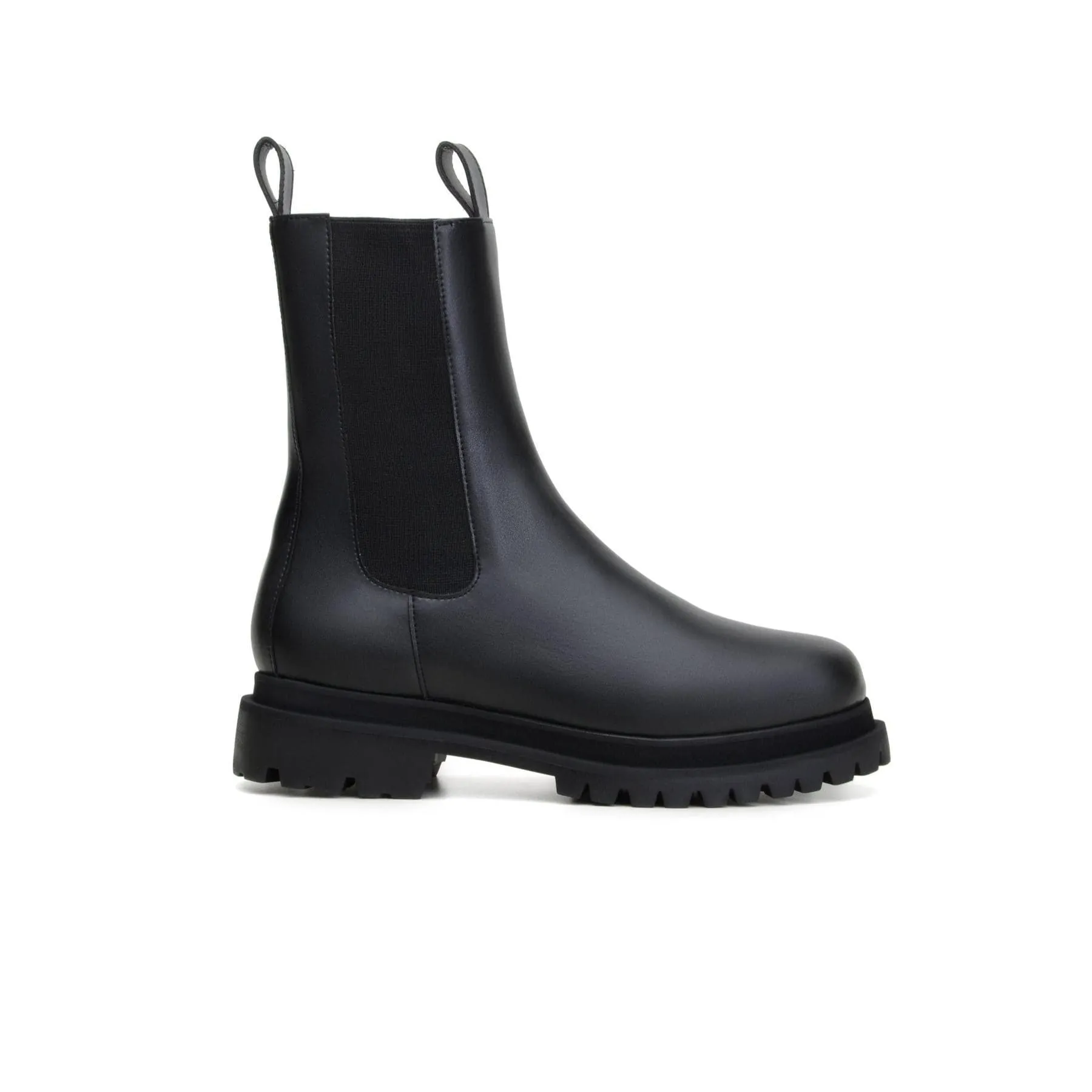'Chloe' black vegan-leather chelsea boot with chunky sole by Zette Shoes Effortless Look Comfortable Touch
