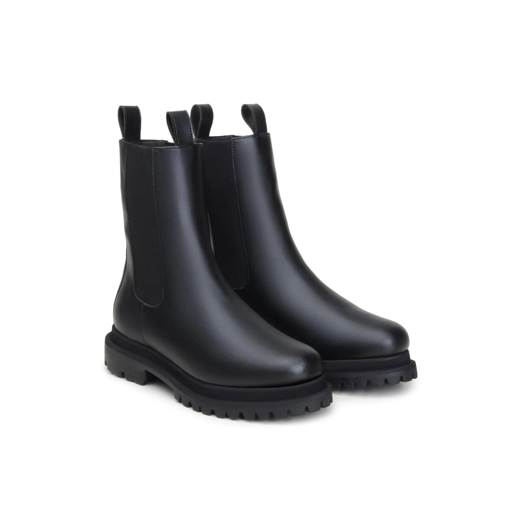 'Chloe' black vegan-leather chelsea boot with chunky sole by Zette Shoes Anti-odor technology Snow Storm