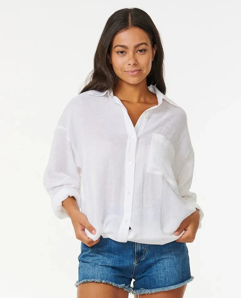 Rip Curl Womens Shirt Premium Linen Long Sleeve Button Through FadeResistant Coating