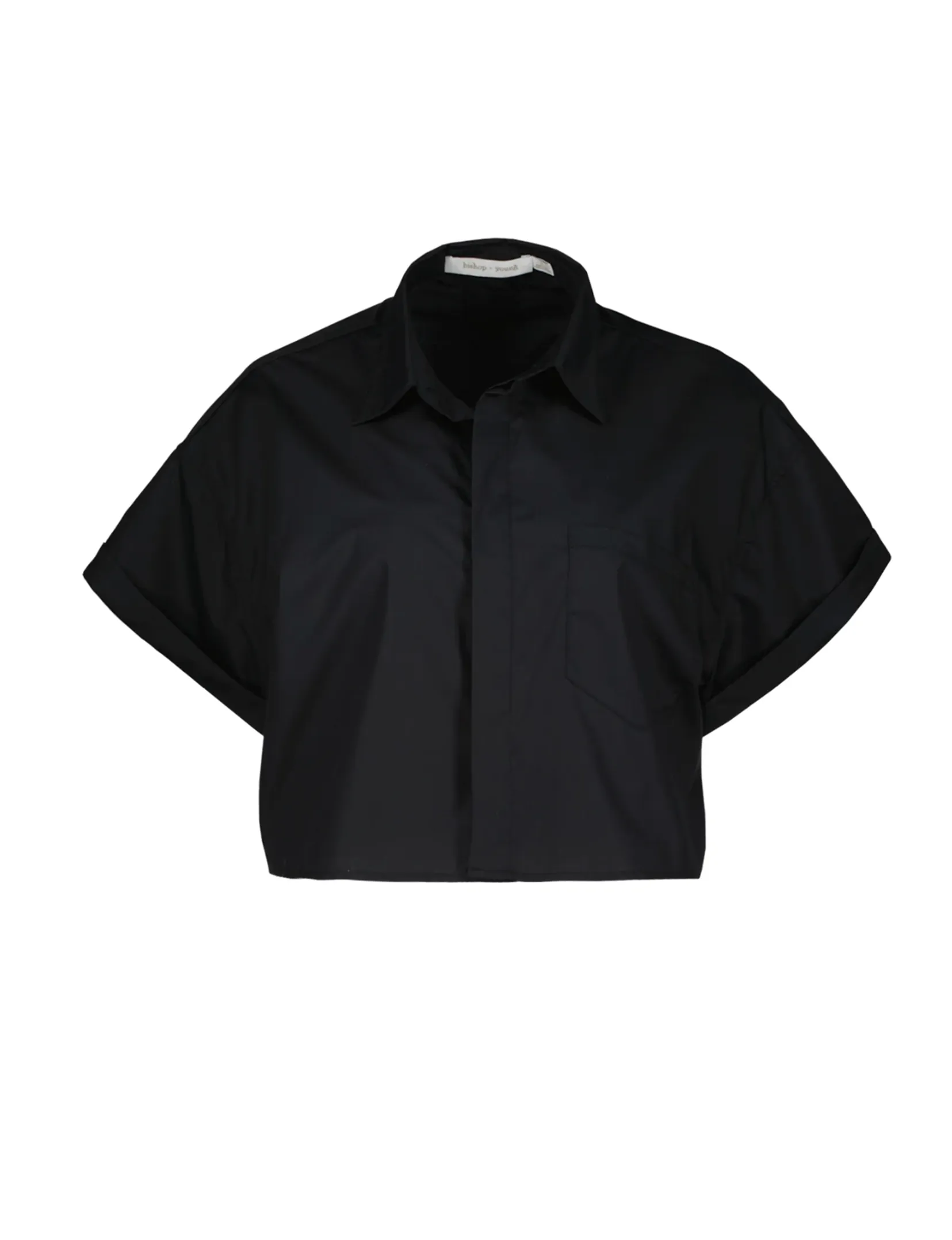 Shorty Poplin Shirt, Black Layered Look Non Iron Finish