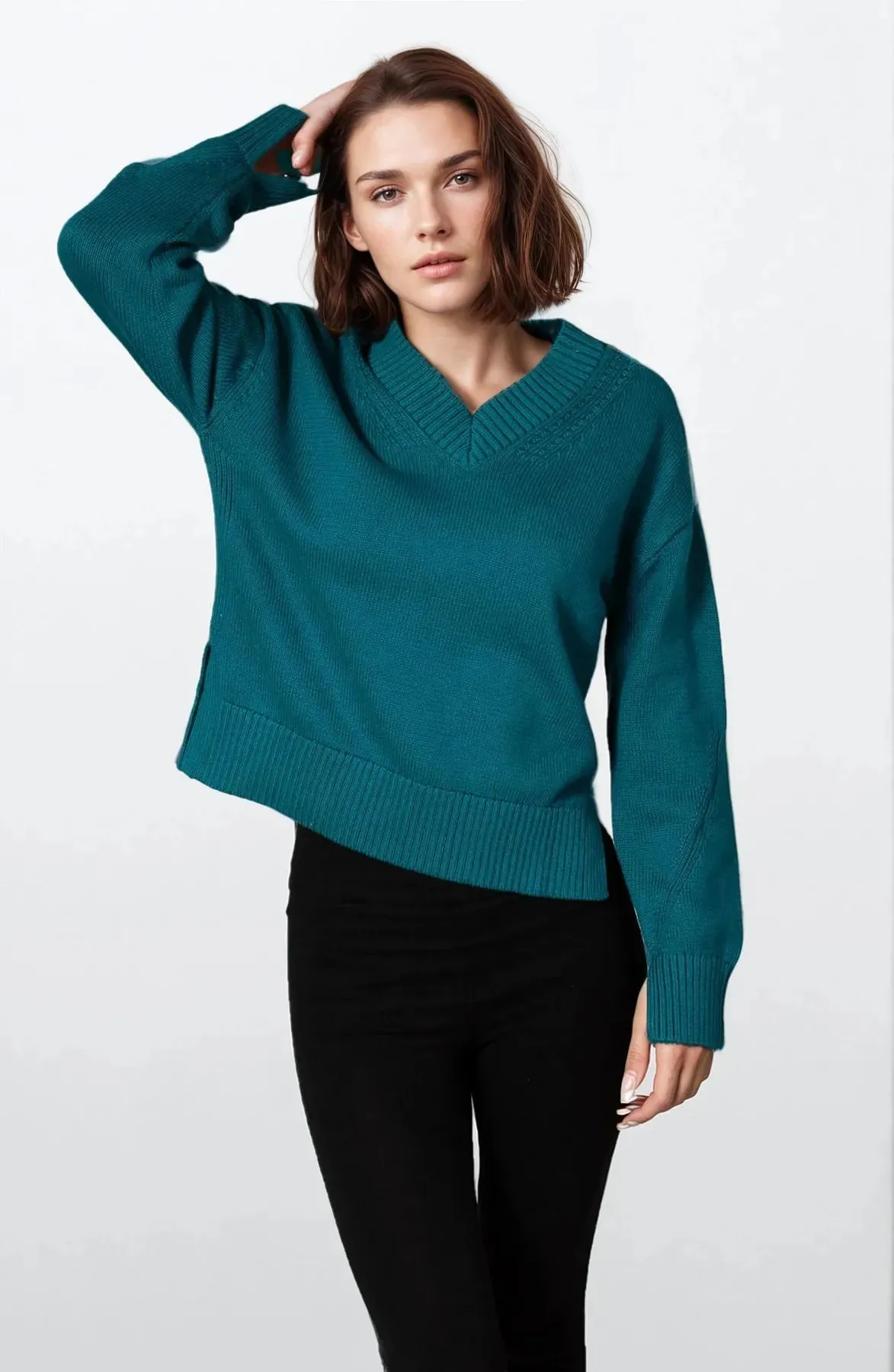 Reinforced Neckline Stitching Per Una V-Neck Side Split Jumper