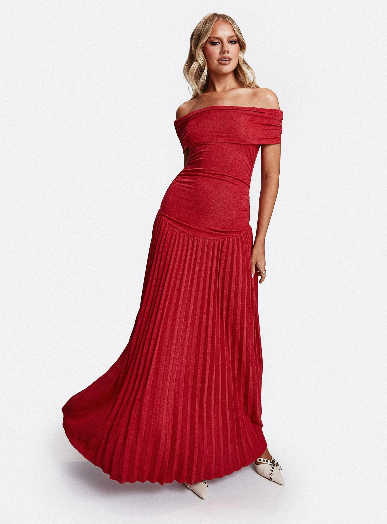 Field Of Dreams Maxi Dress Crimson Elegant Layer Skin Touch