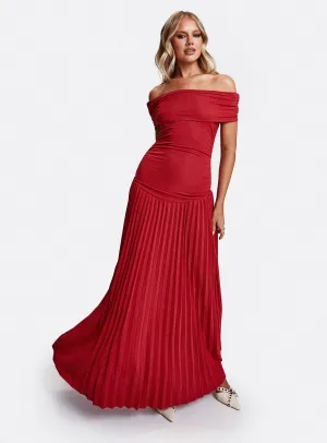 Field Of Dreams Maxi Dress Crimson Elegant Layer Skin Touch