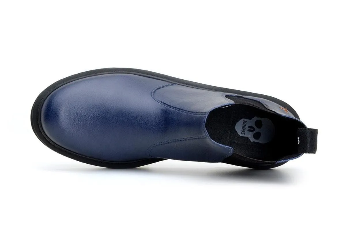 'Brick Lane' vegan Chelsea boot by King55 - navy Non-Slip Sole Multi Density Foam