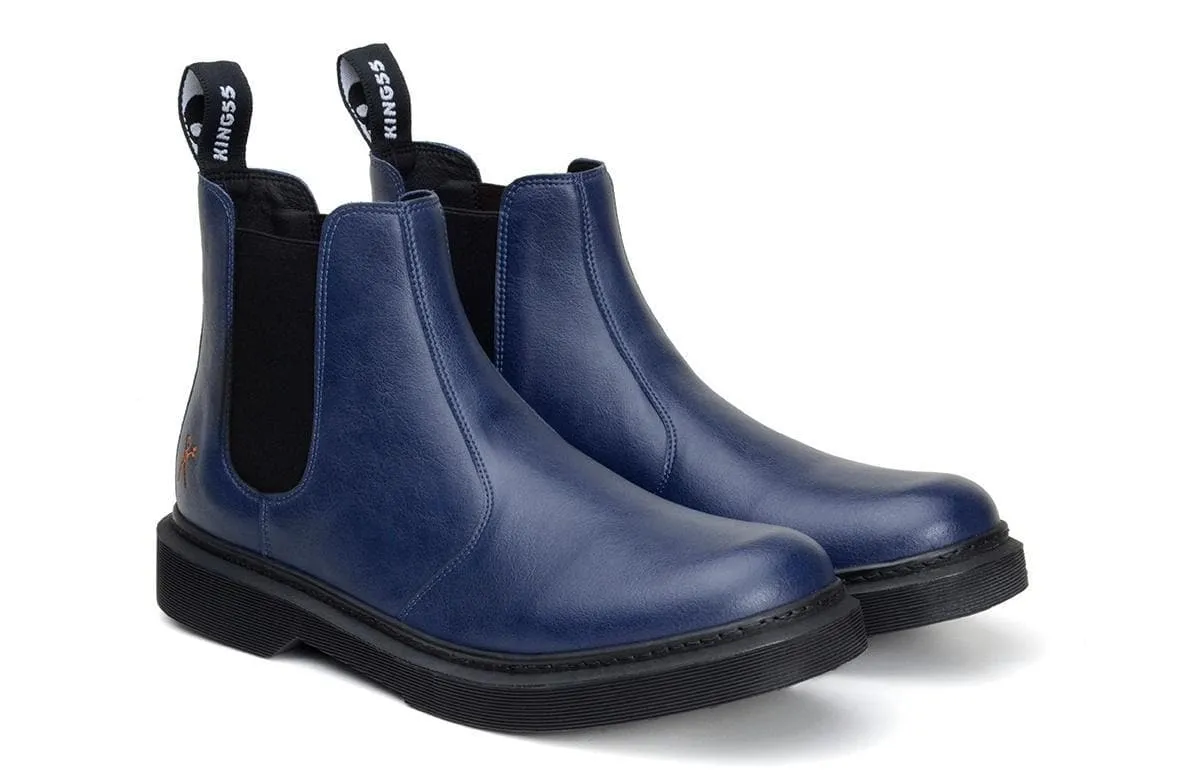 'Brick Lane' vegan Chelsea boot by King55 - navy Rubber Tread Pattern