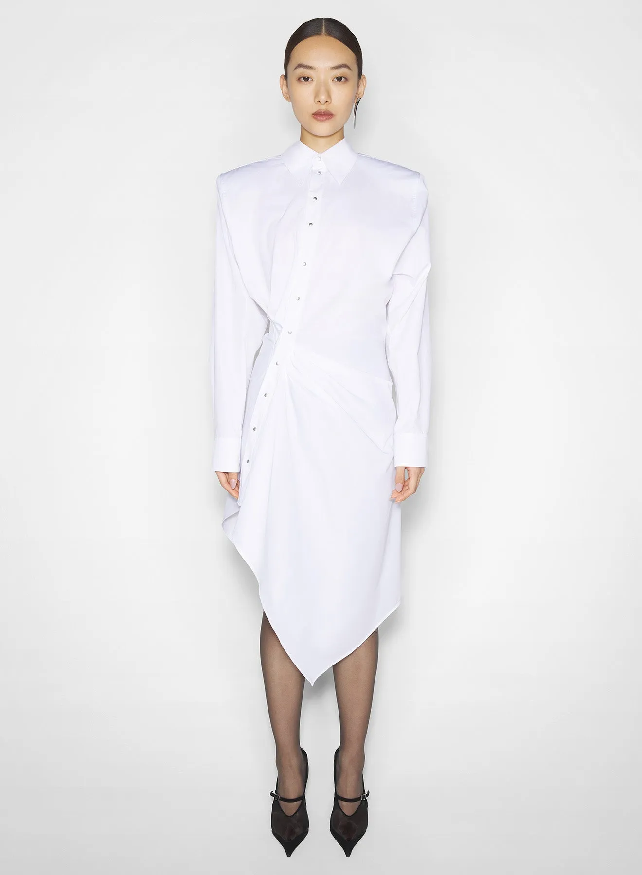 white asymmetric shirt dress Chill Mode