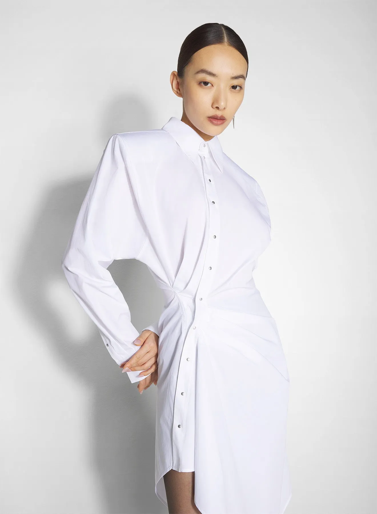 white asymmetric shirt dress Basic Fashion Kind Glow