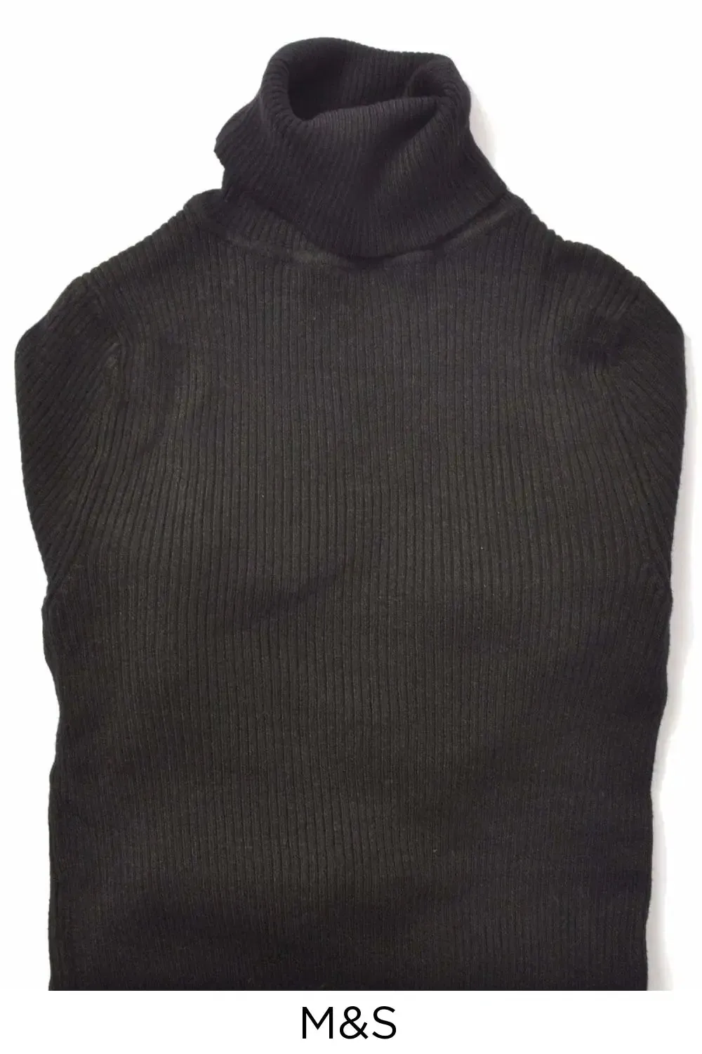 Ribbed Roll Neck Jumper Timeless Feel Jacquard Pattern