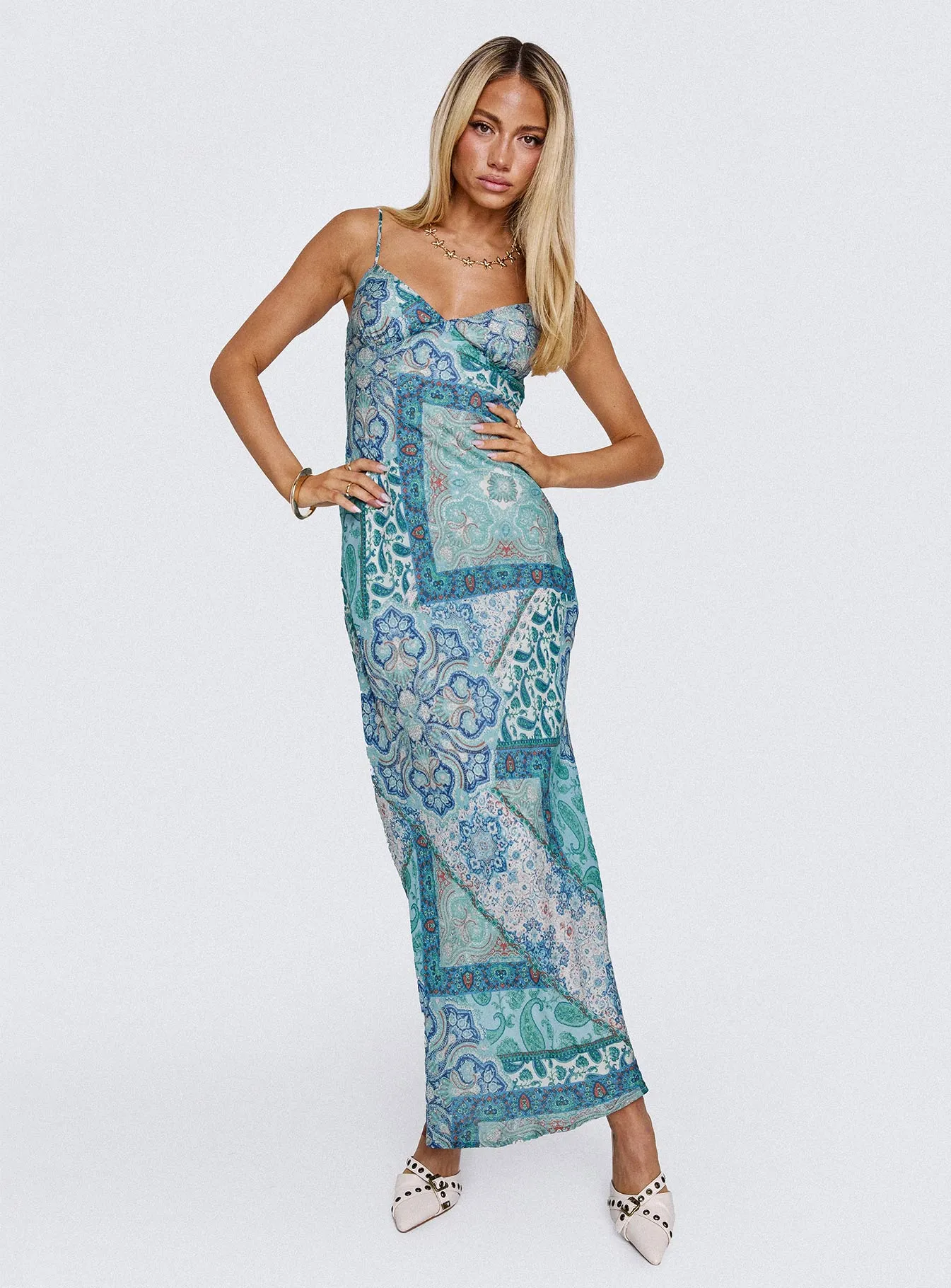 Sugar Plum Maxi Dress Blue Paisley Fashion Daily