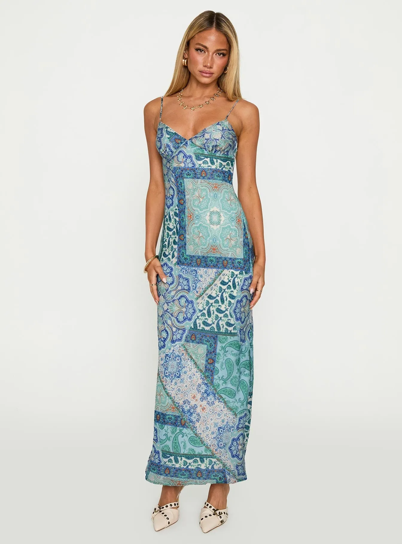 Art Event Sugar Plum Maxi Dress Blue Paisley