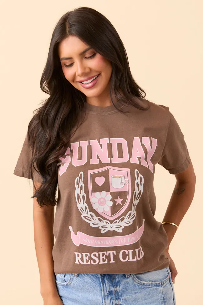 Sunday Reset Club Brown Graphic Tee Sporty Appeal Classic timelessness