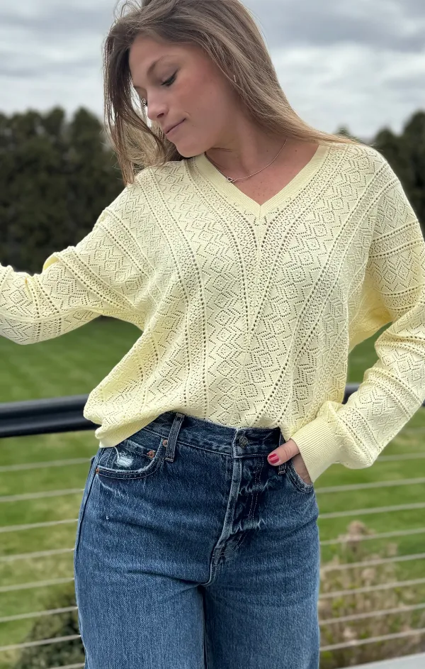 Sunshine Long Sleeve Sweater Layering Piece Minimal Shrinkage