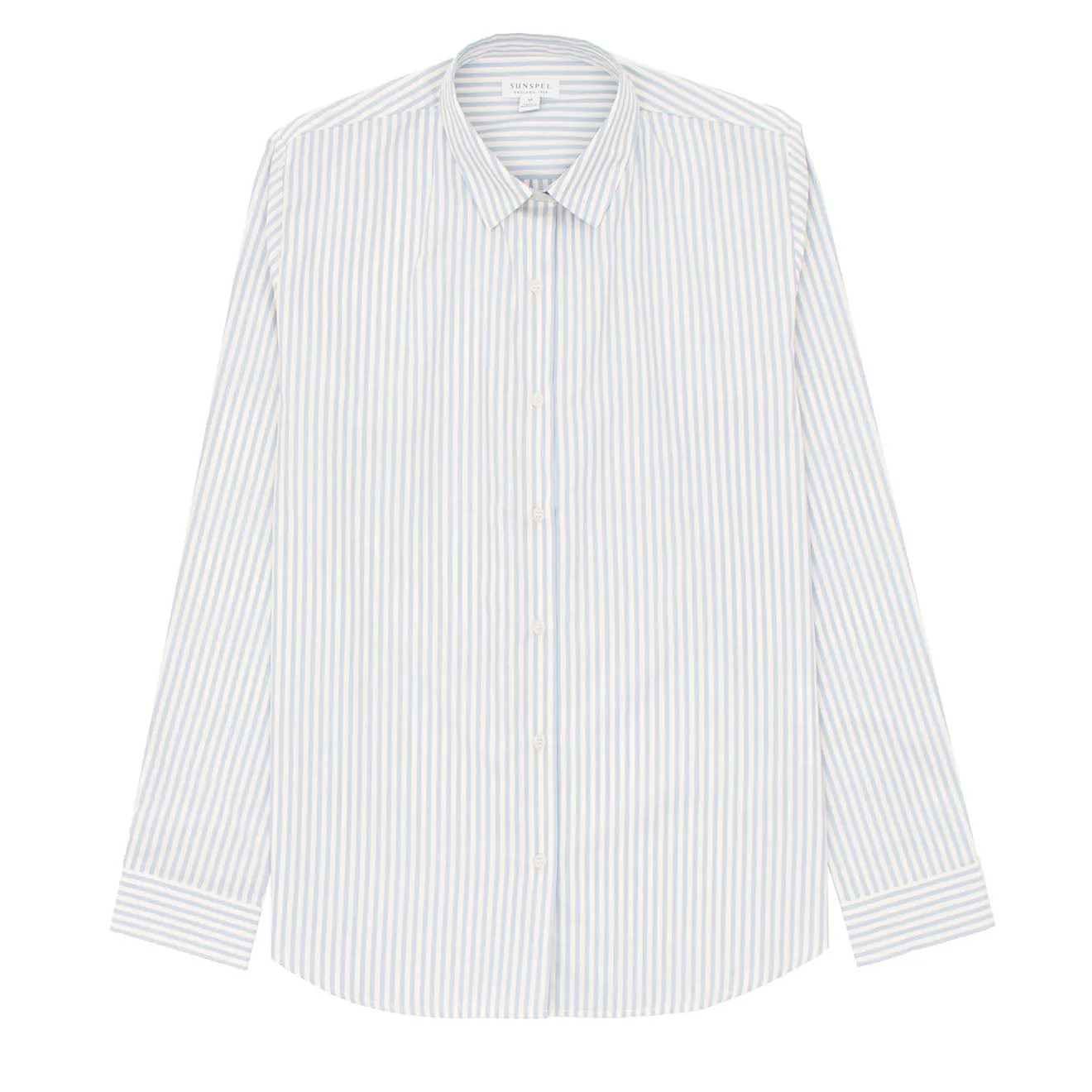 Sunspel Womens Classic Shirt Blue/Ecru Stripe OdorResistant Material Flexible Outerwear