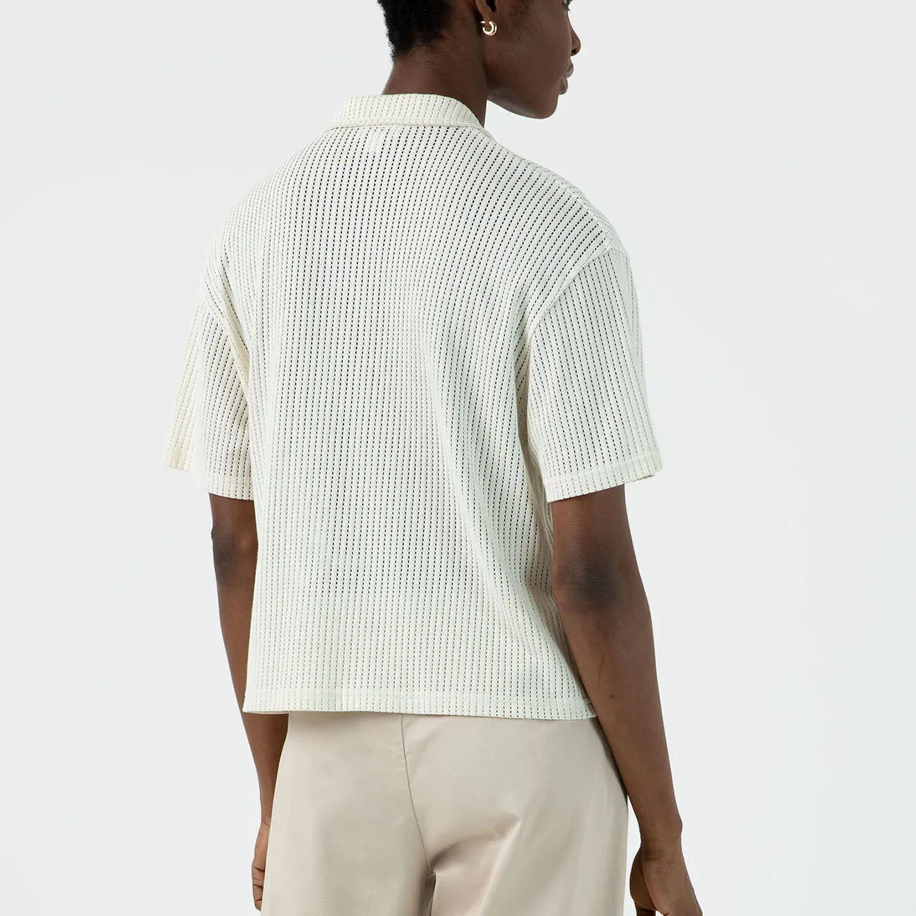 Sunspel Womens Lace Mesh Shirt Ecru Layered Shirt