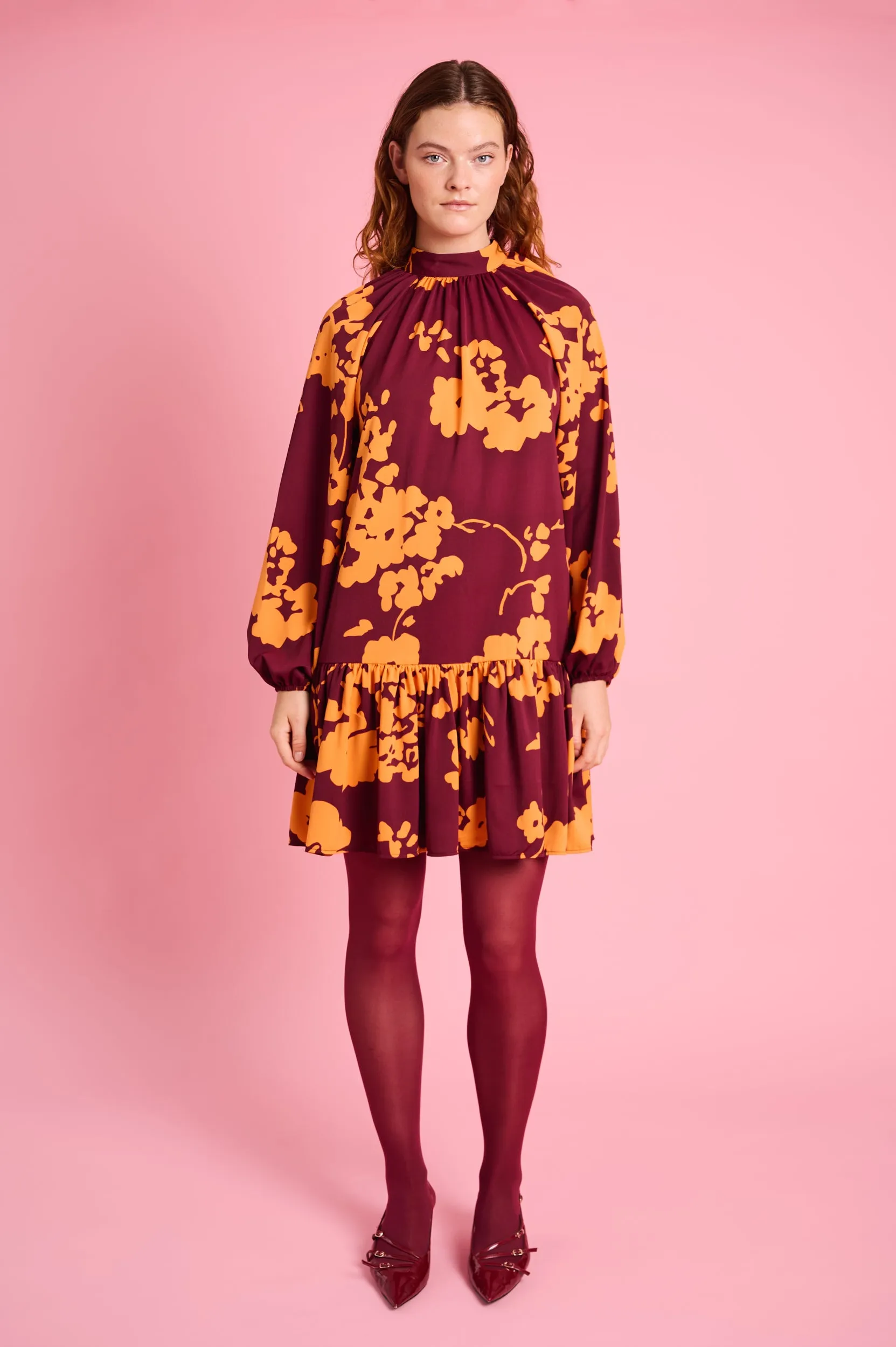 Swing Dress in Orange Flower Versatile Comfort