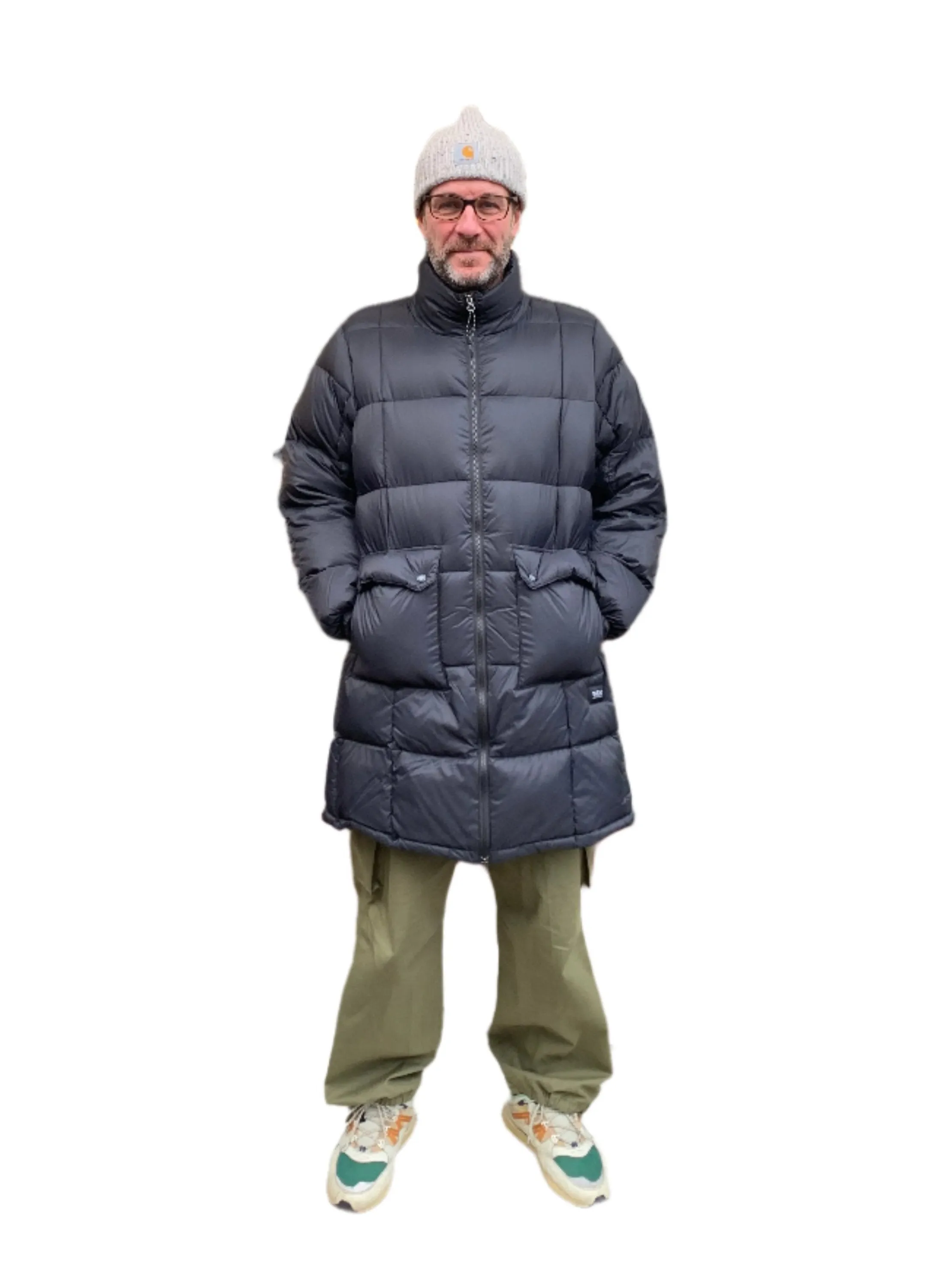 Seamless Shoulder Design Ergonomic Silhouette Taion Long Volume Down Coat Black