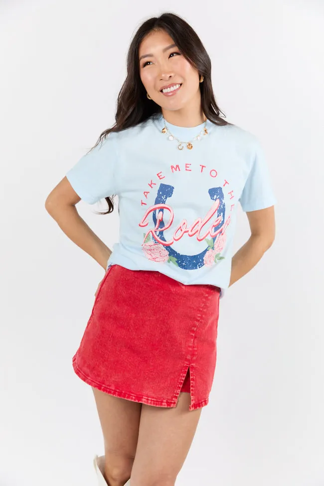 Take Me To The Rodeo Light Blue Graphic Tee PocketDetail Sporty Fit