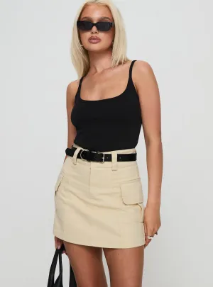 Vibe Shot Smart Look Tallan Utility Mini Skirt Beige