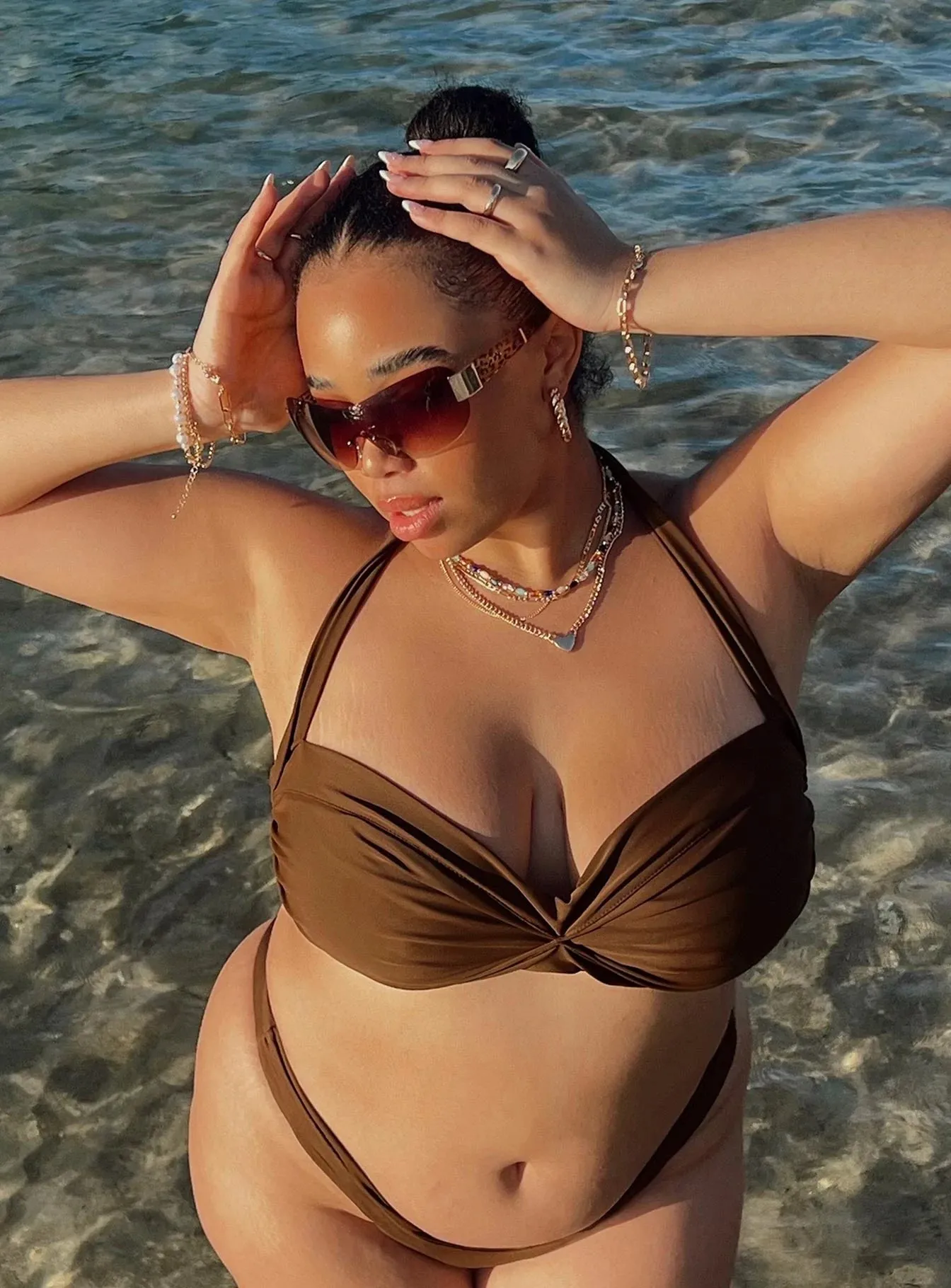 Olivia Bikini Top Brown Curve Racerback Design