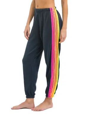 5 Stripe Sweatpants, Charcoal/Neon Light Fit Wear Stain Repellent Coating