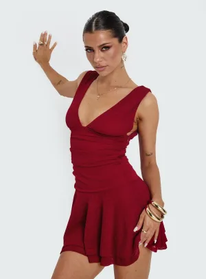 Urban Feel Taverna Plunge Mini Dress Red