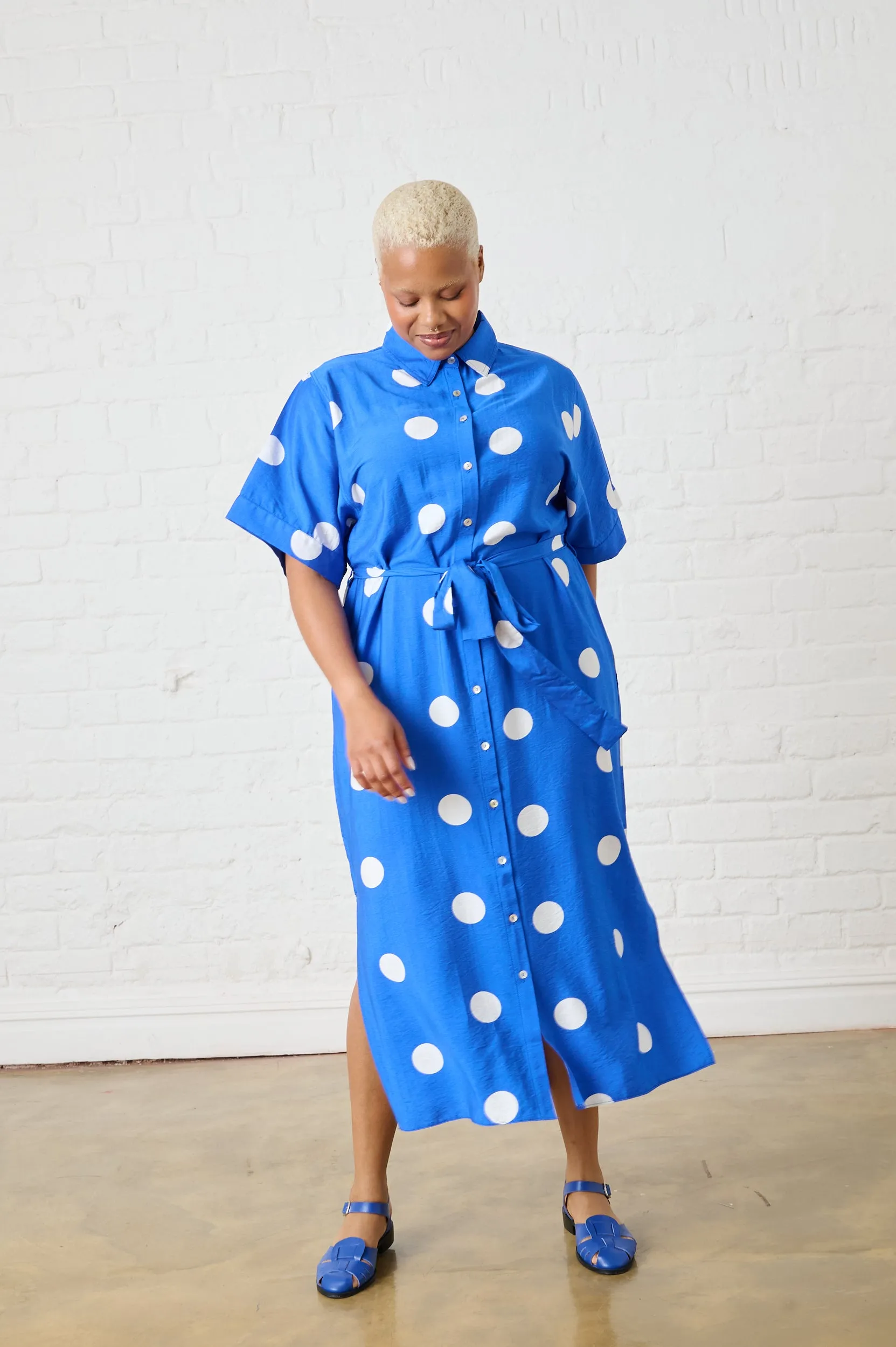 Maxi Shirtdress in Cobalt Spot museum visit Daily Essential
