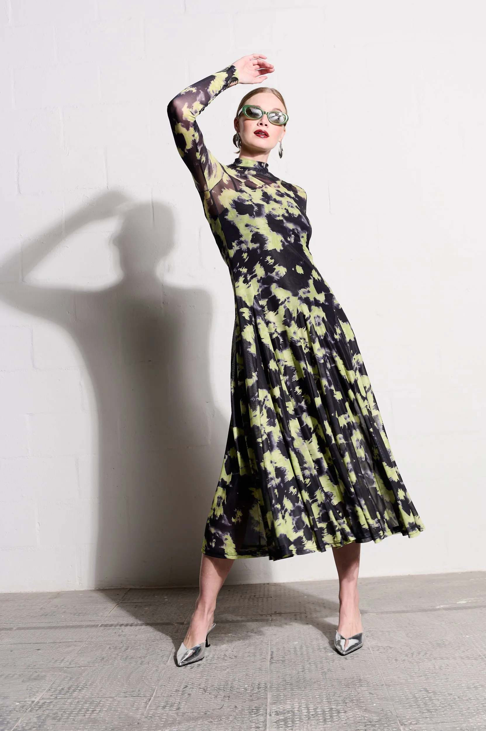 Cozy Texture Work Chic The Mesh Dress in Lime Acid