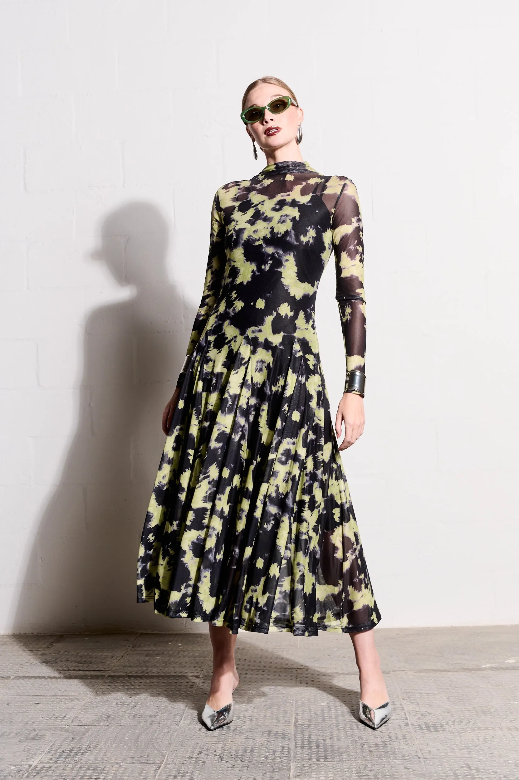 The Mesh Dress in Lime Acid Pop Texture Daily Mood