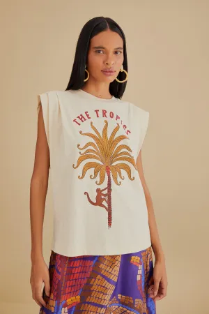 Casual Appeal Sublimation Printed Collar The Tropics Pleat Organic Cotton T-Shirt