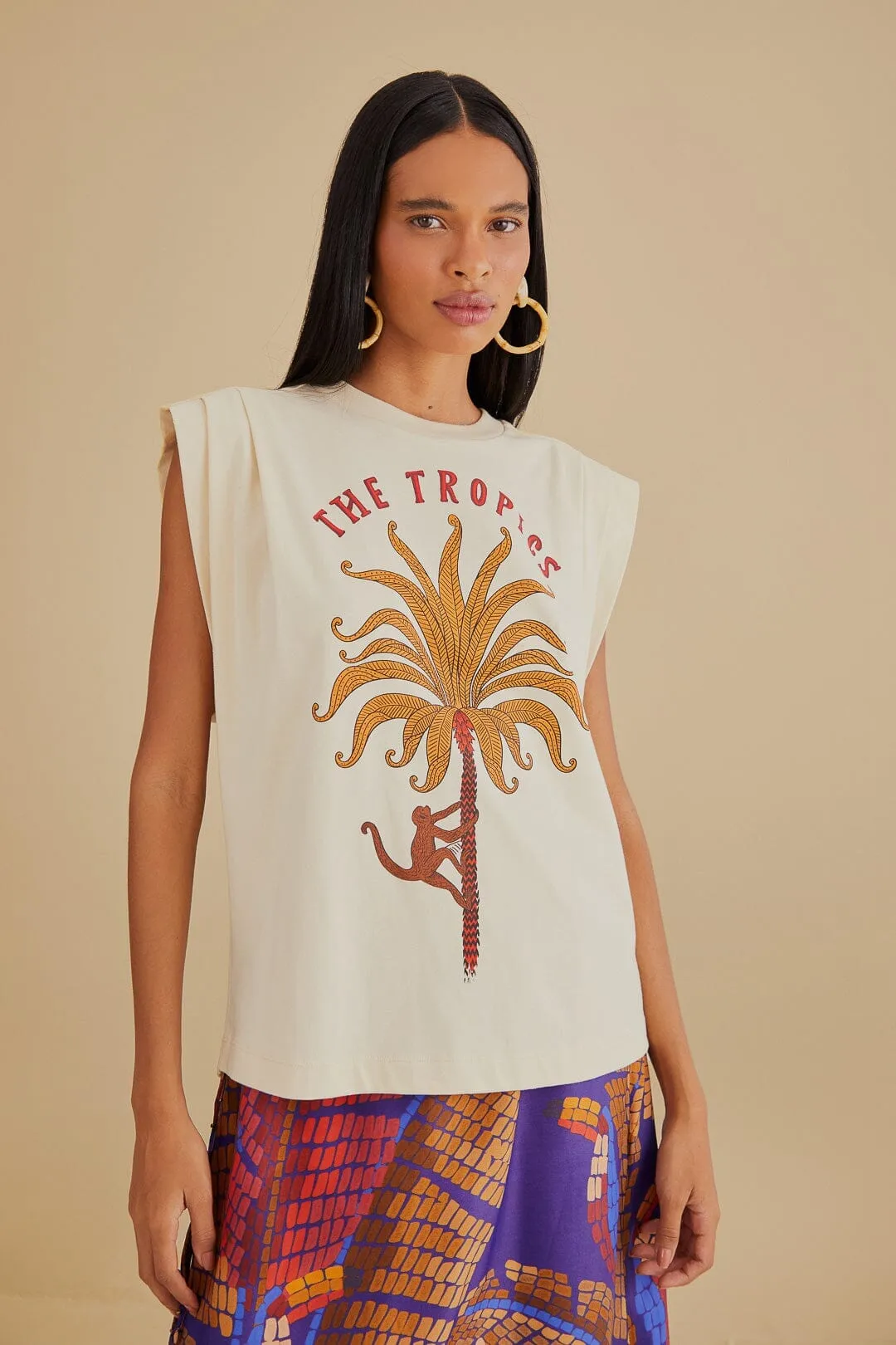 Casual Appeal Sublimation Printed Collar The Tropics Pleat Organic Cotton T-Shirt