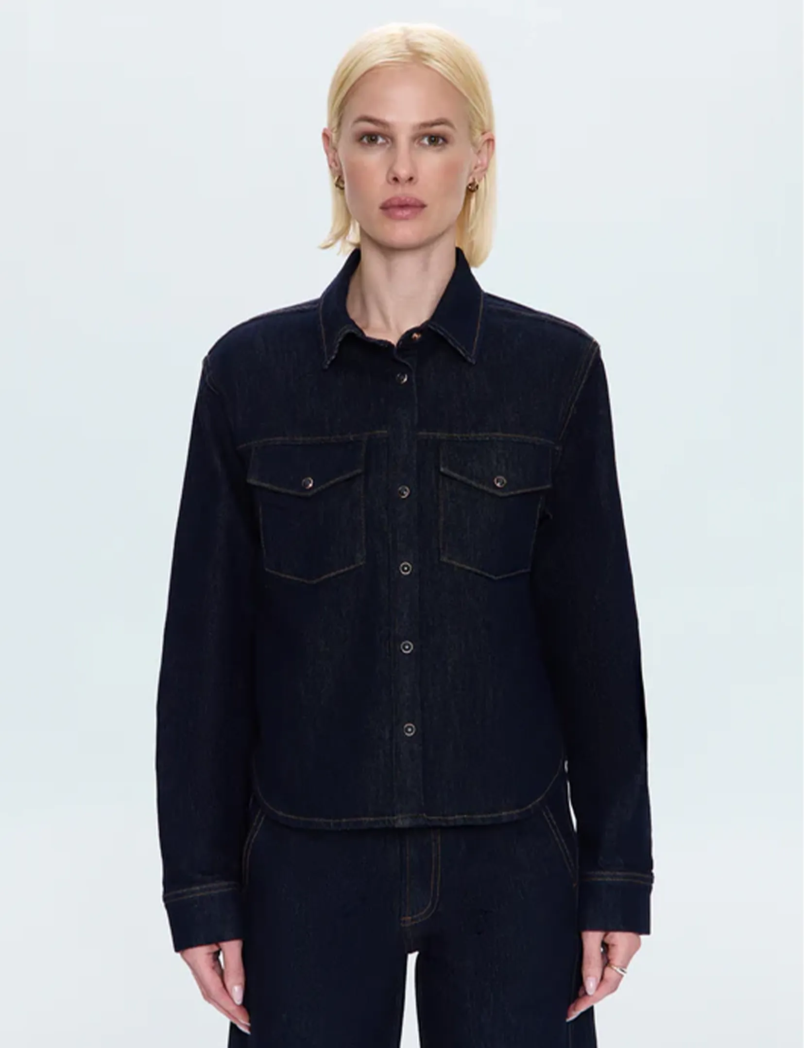 Thea Shirt, Nightfall Layered Collar Structure