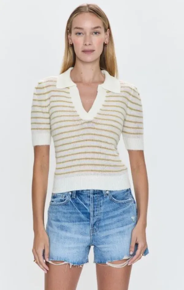 Billie Pleat Sleeve Polo Work Outfit Comfortable Wear