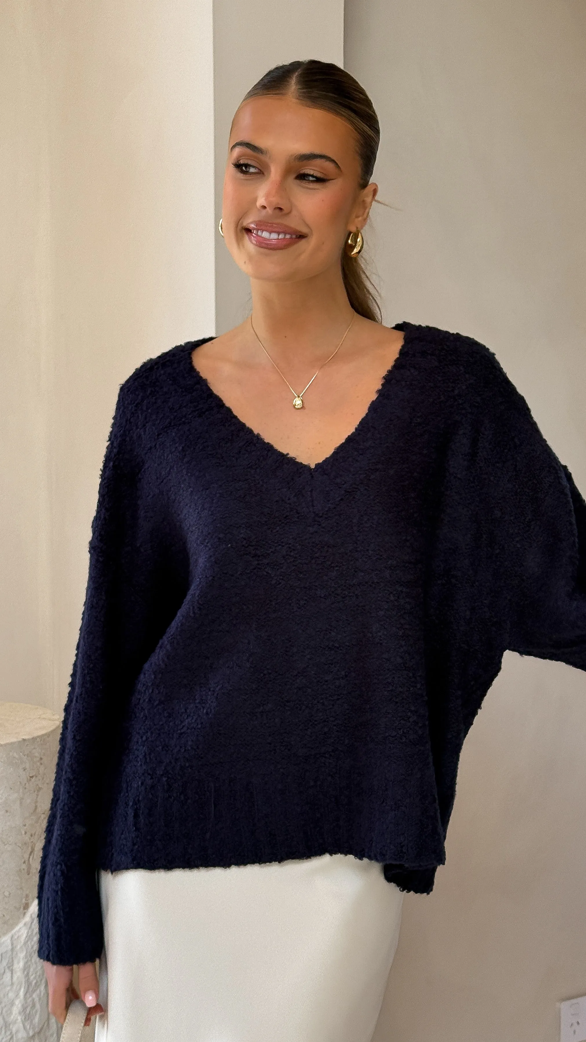 Silas Knit Top - Navy Cold Weather Shrink Resistant Process