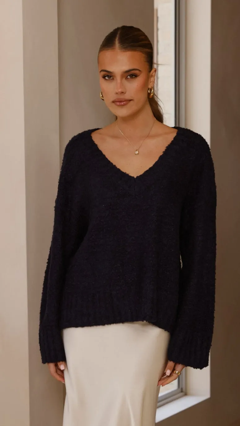 Silas Knit Top - Navy Neat Look