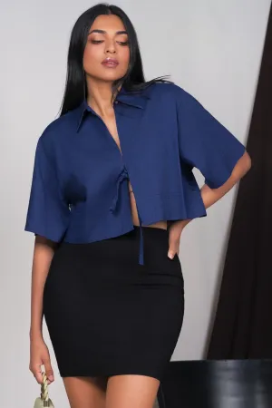 Machine washable Tie Up Cropped Shirt
