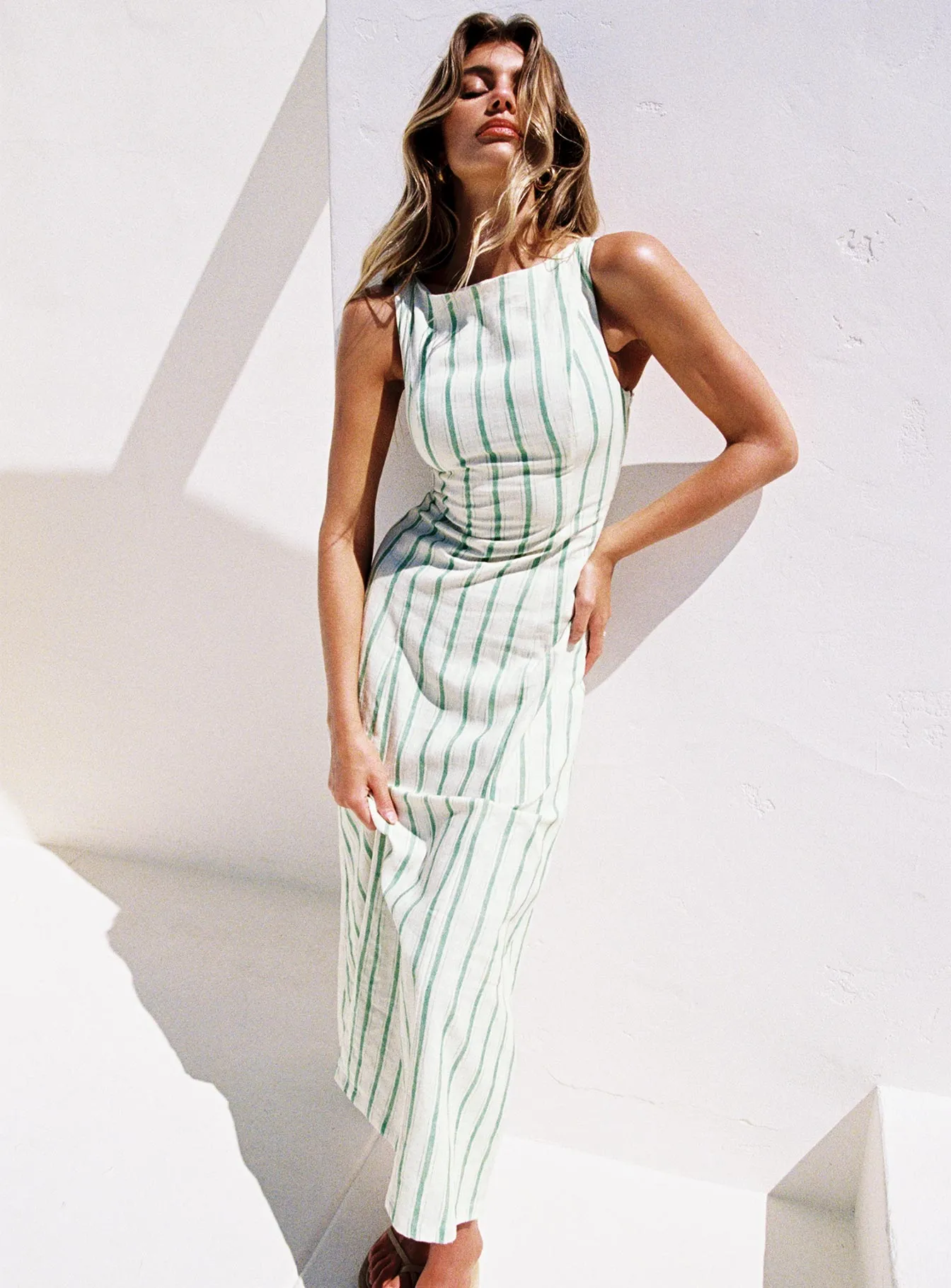Lewisa Maxi Dress Green Stripe Petite Ready Glow Flexible Style