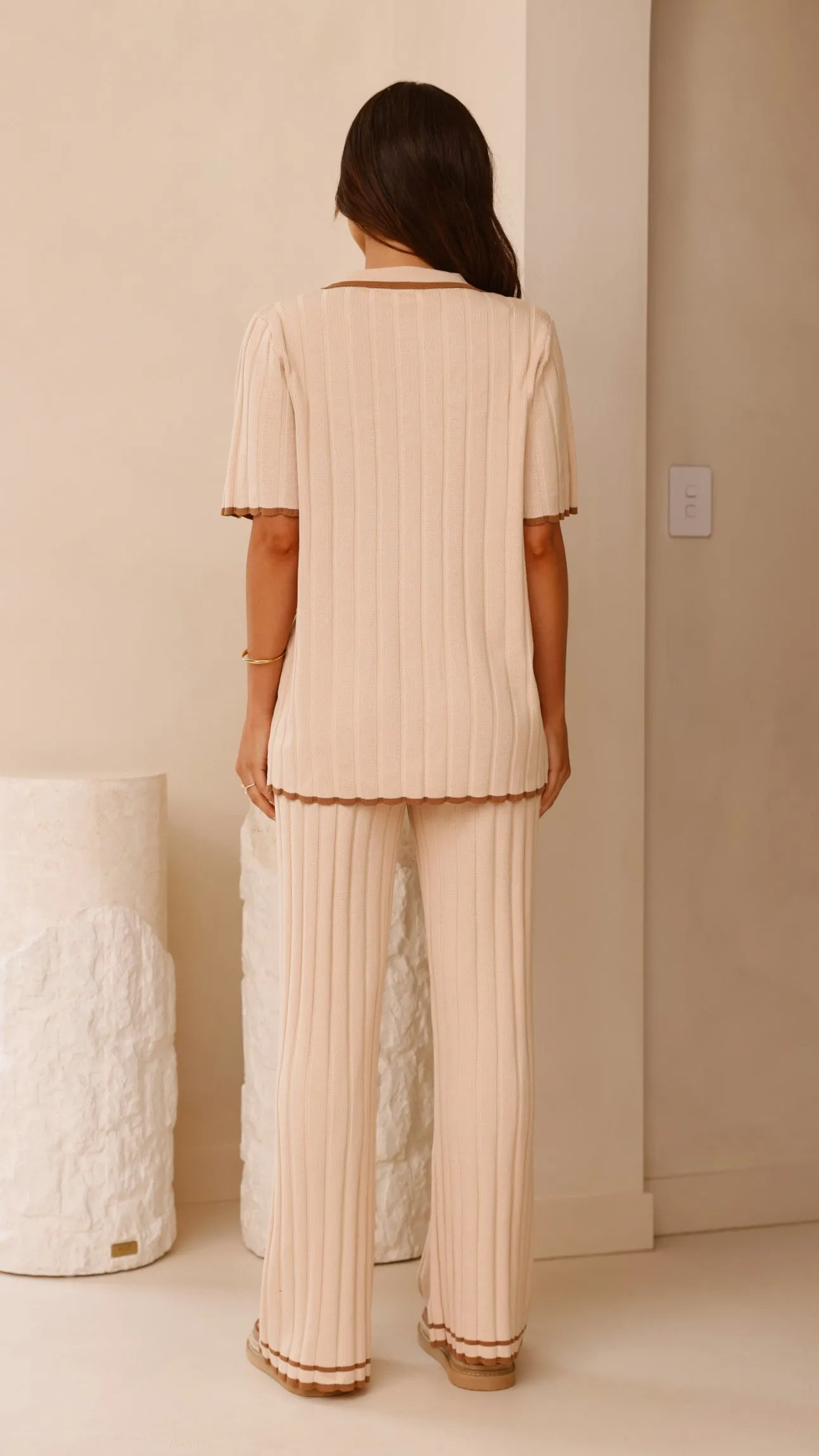 Shaylie Button Up Shirt - Beige TearResistant Fabric