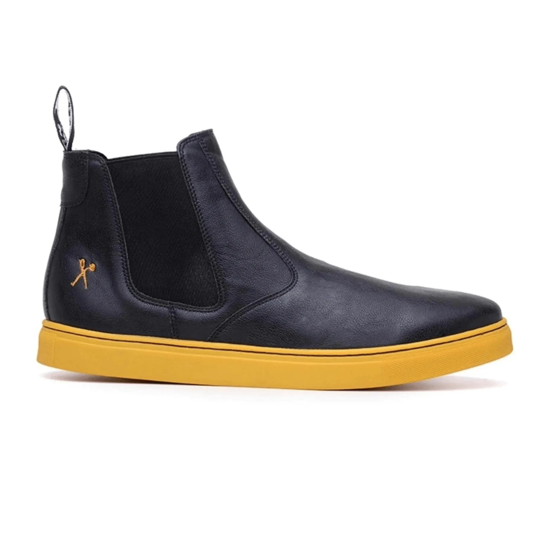 Tight Fit Functional Appeal 'Tokio' chelsea boot by King 55 - black with yellow outsole