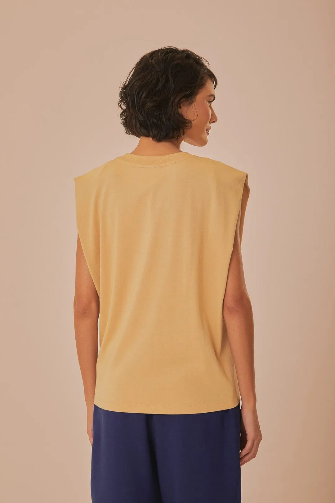 Eco Friendly Dye Soft Fit Wear Sand Rio Shoulder Pad Organic Cotton T-Shirt