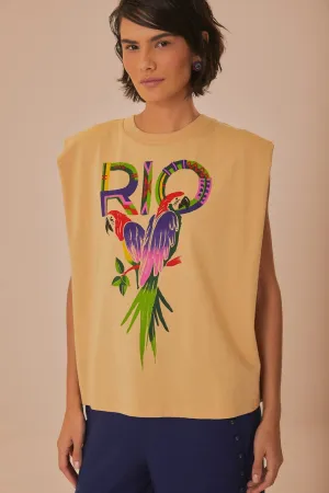 Sand Rio Shoulder Pad Organic Cotton T-Shirt Vintage Wash Effect