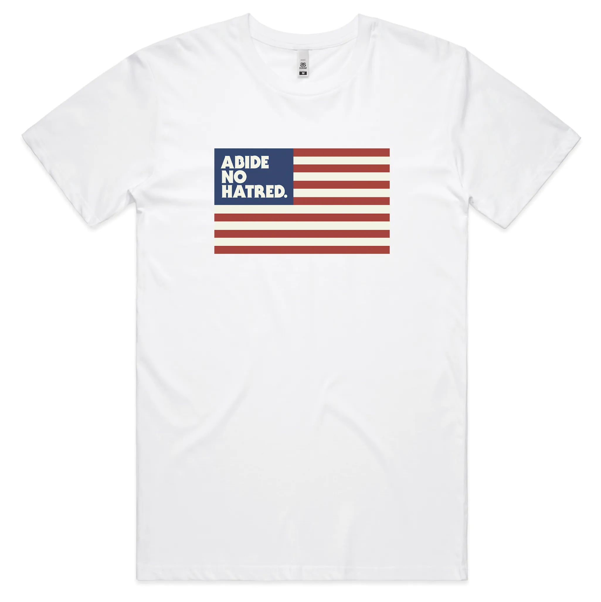 Abide No Hatred American Flag T-shirt (White) All-Season Comfort